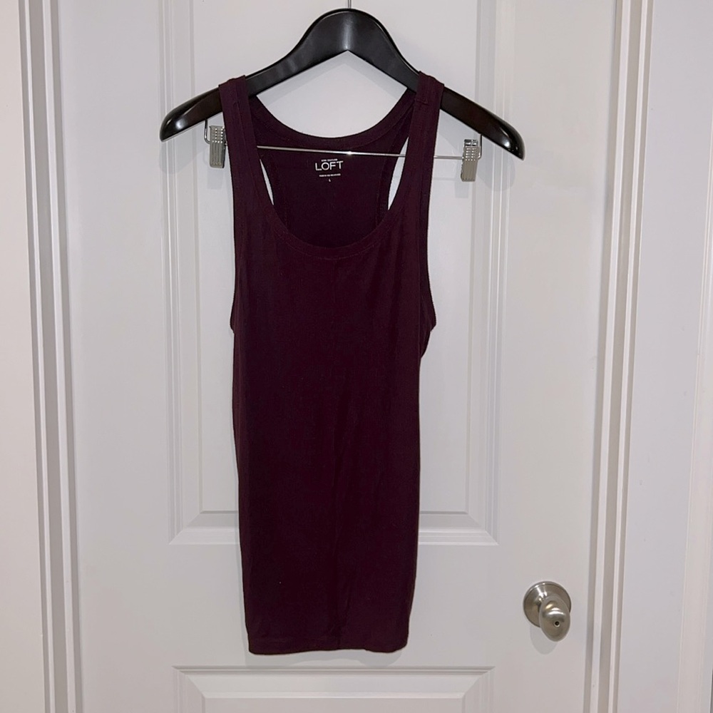 Loft super soft burgundy ribbed tank, size L